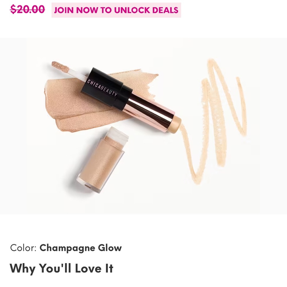 NWT Chic Beauty Liquid Highlighter Duo 3.5 ml Champagne Glow